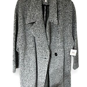 Rafaella Women’s Plus Size 2X Shawl Collar Coat – Gray Textured Knit